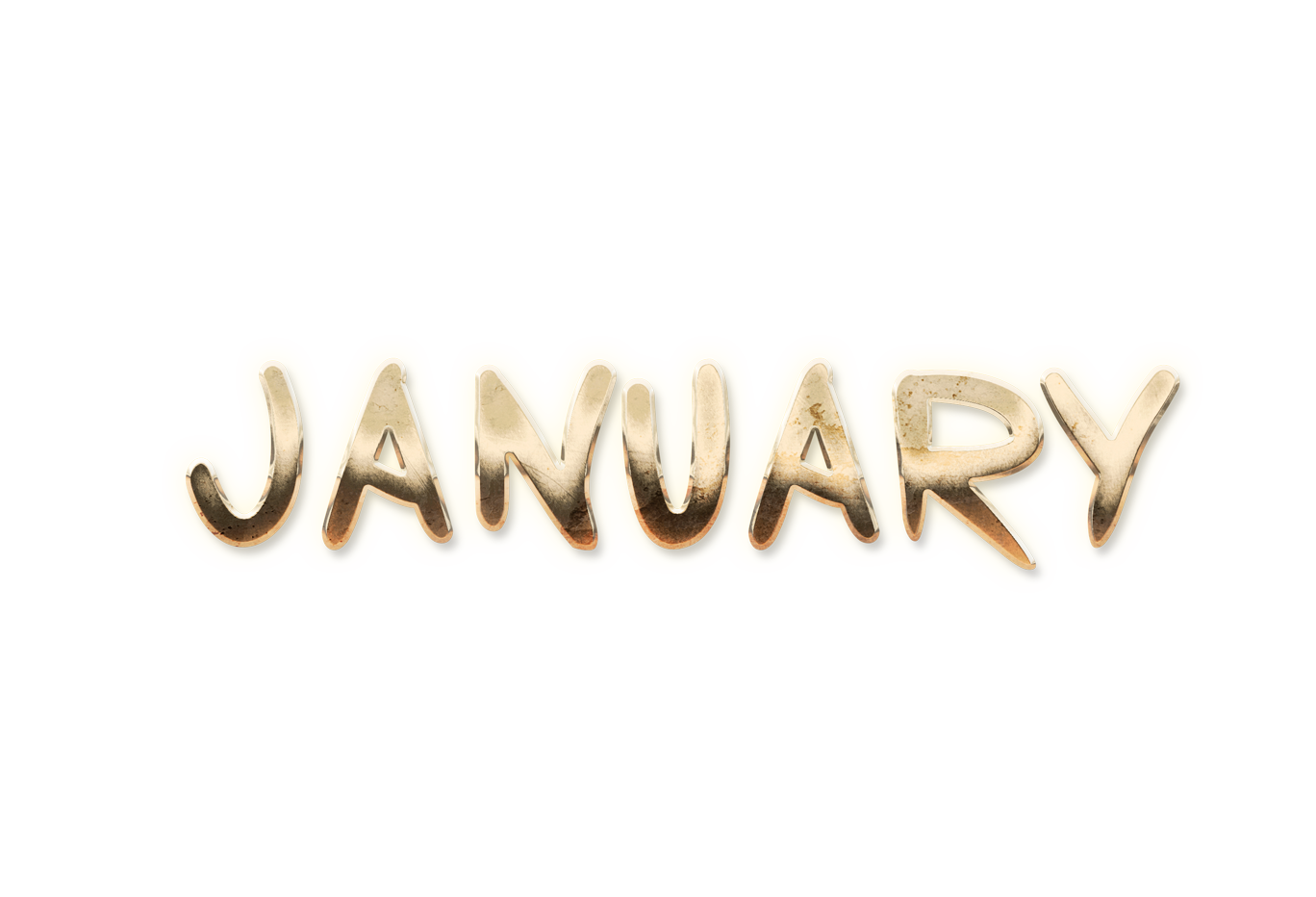 word JANUARY golden text typography PNG images free